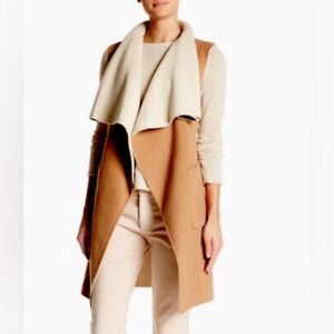 NEW BCBGMAXAZRIA Reversible Vest/Coat – Camel & Cream with Pockets